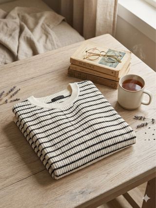 Massimo Dutti Jersey Rayado Lana Merino Talla m