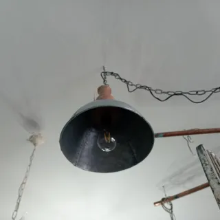 Lampadario industriale legno e metallo