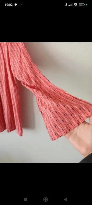 Blusa manga larga acampanada rosa