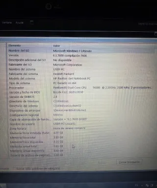 Portatil HP Pavilion con  paquetera Adobe y Offic