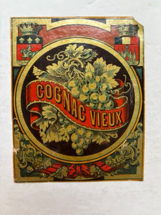 6 vecchie etichette per liquori, cognac, vino