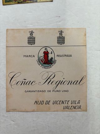6 vecchie etichette per liquori, cognac, vino