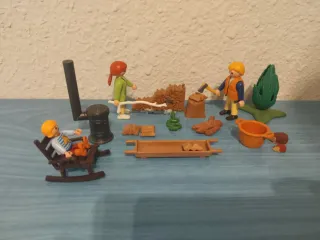 Playmobil Familia Leñadores Campo Estufa