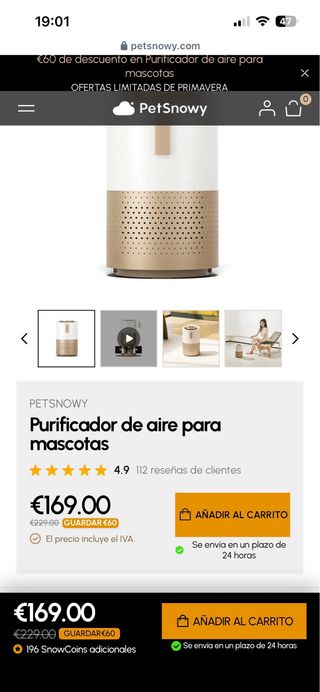 Purificador de aire PetSnowy
