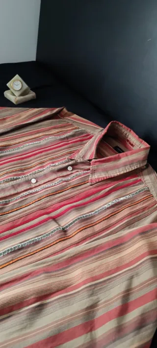 Camisa Aberdeen Rayas Beige y Rojo