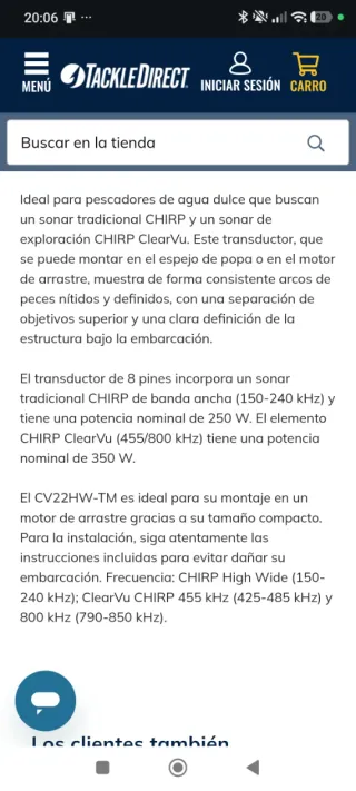 Transductor Garmin CV22HW-TM