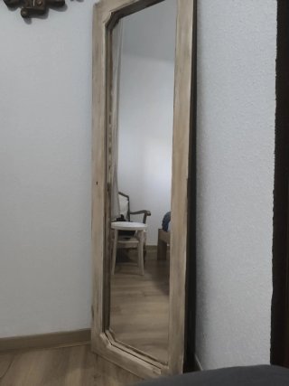 Espejo Puerta Antigua Madera Beige