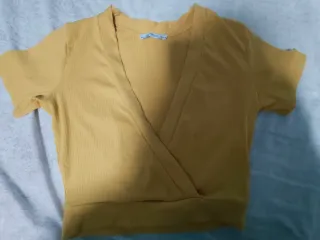 Top ZARA cruzado amarillo XS