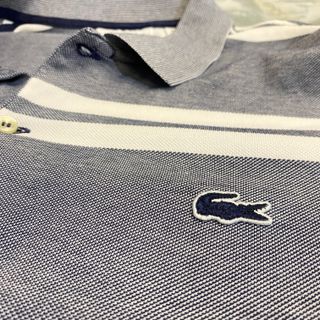 Polo Lacoste Rayas Gris y Azul