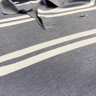 Polo Lacoste Rayas Gris y Azul