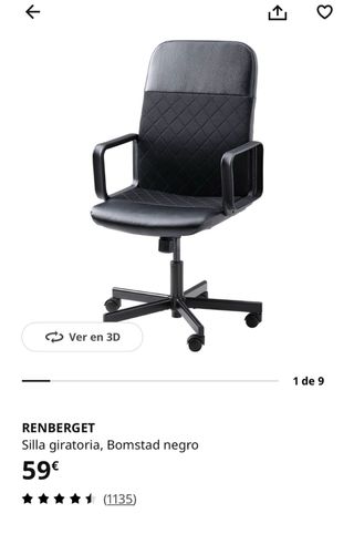 Silla de escritorio Ikea RENBERGET Negra