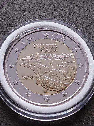 2€ commemorativo Malta 2026. La Valletta