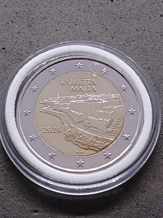 2€ commemorativo Malta 2026. La Valletta