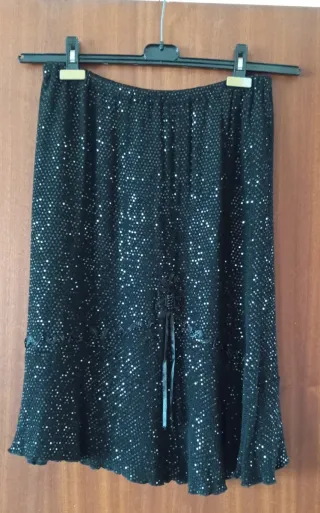 Completo elegante donna nero paillettes taglia 50