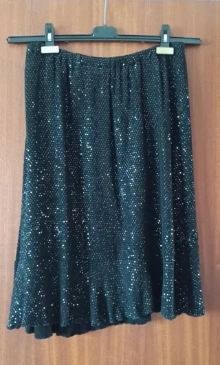 Completo elegante donna nero paillettes taglia 50