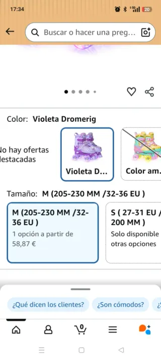 Patines Nattork Morados Niña talla 32 a 36