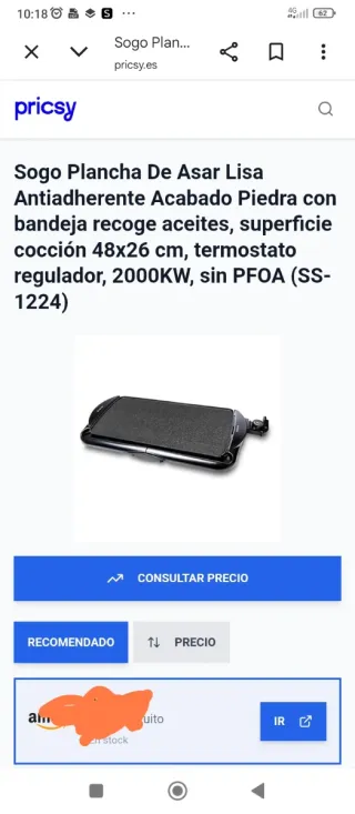 Plancha Sogo Lisa Antiadherente