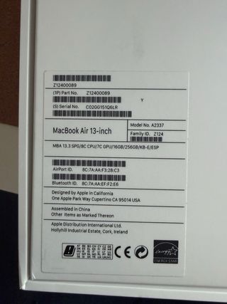 MacBook Air 13 M1 16GB RAM Argento