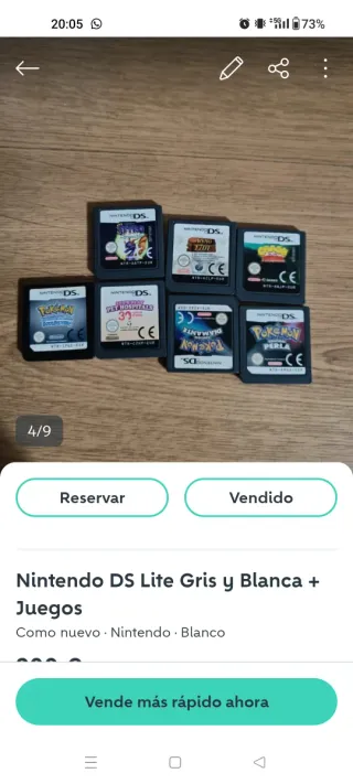 Nintendo DS Lite Gris y Blanca + Juegos