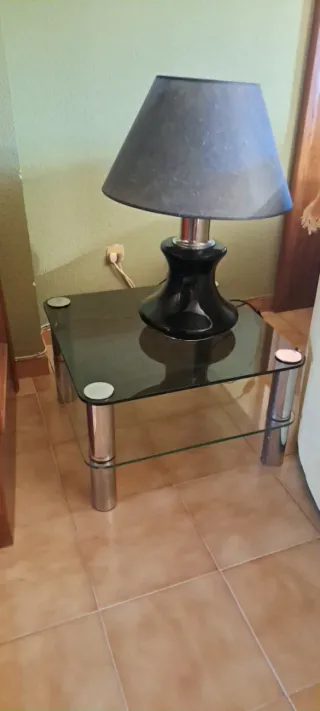 2 Mesas Cristal Salón + Lámpara Regalo