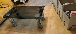 2 Mesas Cristal Salón + Lámpara Regalo
