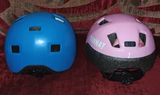 Casco bici infantil azul y rosa