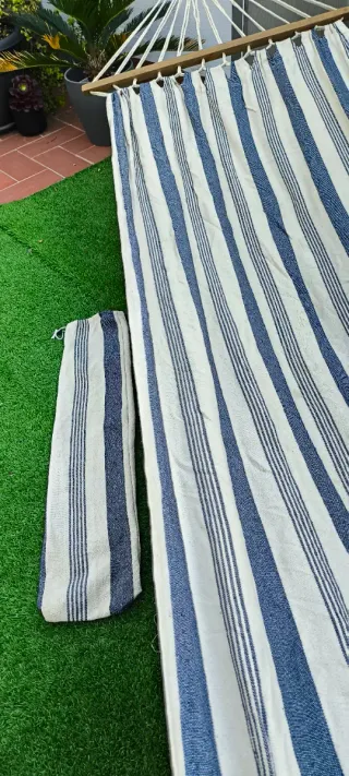 Hamaca Tropical Rayas Azul y Blanco