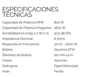 Subwoofer BSP 18” 800W A ESTRENAR