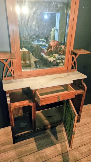 Aparador Antiguo Madera y Mármol