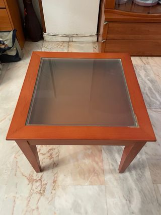 Mesa abatible madera y cristal