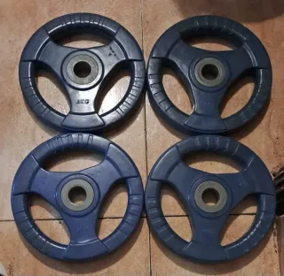 4 Discos Caucho 5kg Asas para barras de 30mm