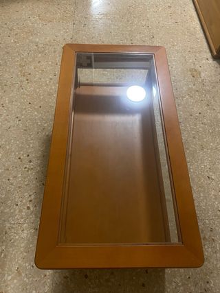 Mesa de centro elevable madera y cristal