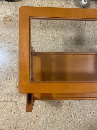Mesa de centro elevable madera y cristal