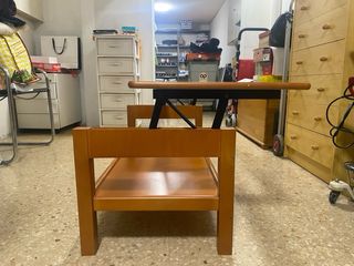 Mesa de centro elevable madera y cristal