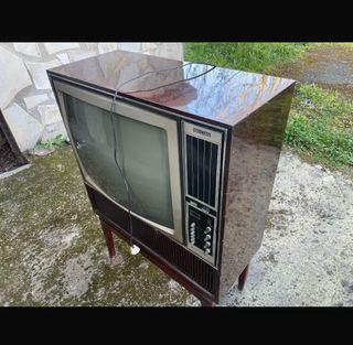 Televisor Philips Antiguo Mueble Madera