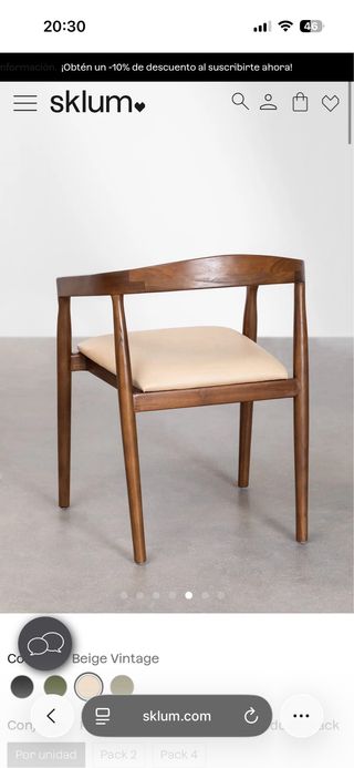 Silla Visby Sklum Asiento Beige Madera