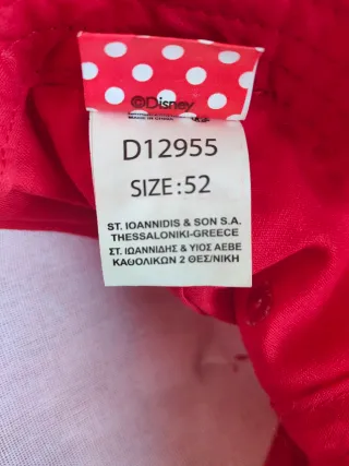 Gorra Niña Minnie Disney Roja Lunares Blancos.