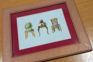 3 Bordados Artesanales Marco Madera