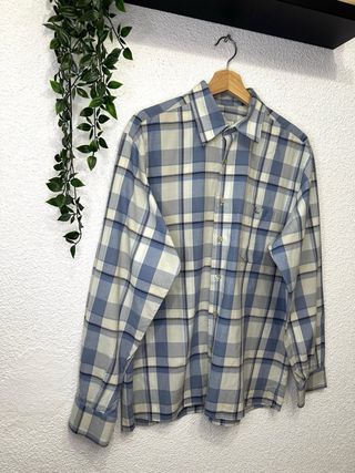 Camisa Lacoste cuadros beige y azul