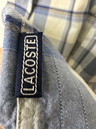Camisa Lacoste cuadros beige y azul