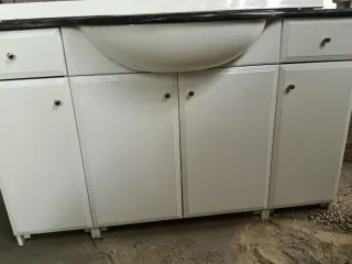 Mueble baño 130cm lavabo, grifo y piedra