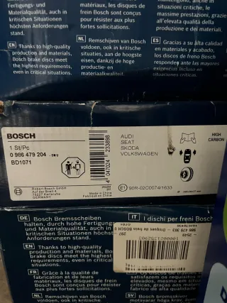 Discos de freno Bosch Audi S3 8p