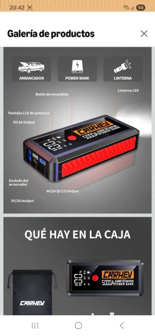 Arrancador de Batería CARHEN 5000A nuevo precintad