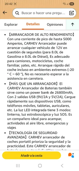 Arrancador de Batería CARHEN 5000A nuevo precintad