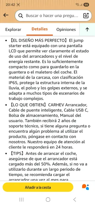Arrancador de Batería CARHEN 5000A nuevo precintad