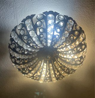 Plafón antiguo metal y cristal dorado