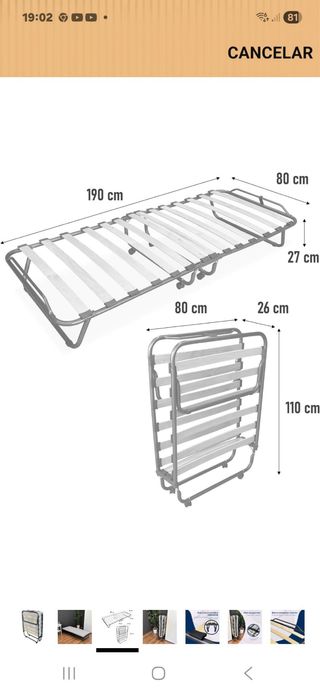 Cama Plegable Metal y Madera