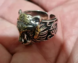 Anillo Plata Tigre Dorado