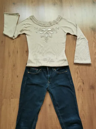 Jersey beige con lentejuelas