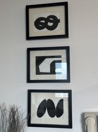 Set di 3 quadri astratti bianco e nero